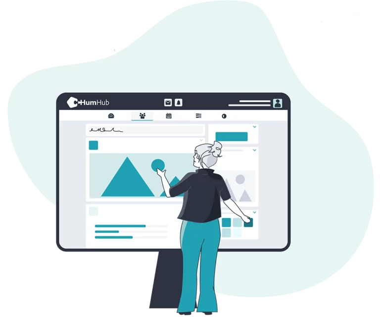 Personne utilisant l&rsquo;interface HumHub